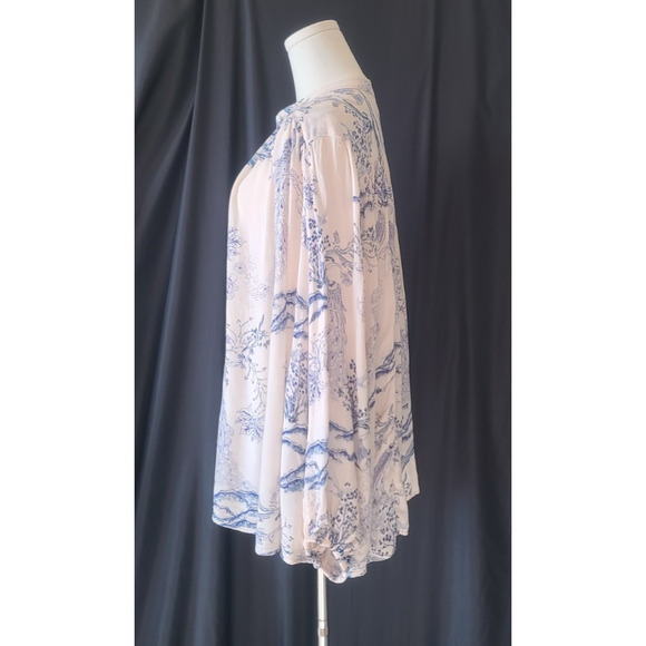 Free People Womens Metallic Blooms Ivory Print Blouse Top XS - Picture 6 of 8